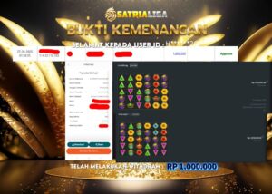 BUKTI KEMENANGAN MEMBER SATRIALIGA Rp 1.000.000