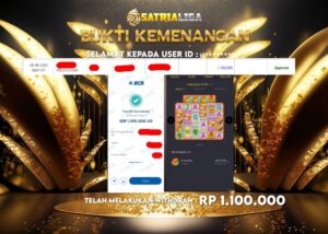 BUKTI KEMENANGAN MEMBER SATRIALIGA Rp 1.100.000