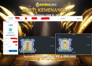BUKTI KEMENANGAN MEMBER SATRIALIGA Rp 6.500.000