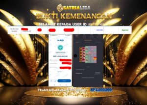 BUKTI KEMENANGAN MEMBER SATRIALIGA Rp 1.000.000