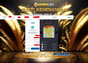 BUKTI KEMENANGAN MEMBER SATRIALIGA Rp 1.000.000