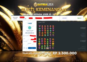 BUKTI KEMENANGAN MEMBER SATRIALIGA Rp 2.500.000