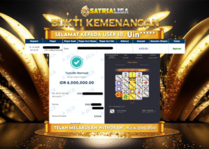 BUKTI KEMENANGAN MEMBER SATRIALIGA Rp.6.000.000