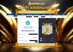 BUKTI KEMENANGAN MEMBER SATRIALIGA Rp 4.000.000