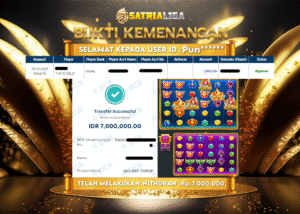 BUKTI KEMENANGAN MEMBER SATRIALIGA Rp 7.000.000