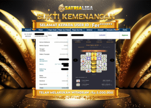 BUKTI KEMENANGAN MEMBER SATRIALIGA Rp 5.000.000