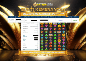 BUKTI KEMENANGAN MEMBER SATRIALIGA Rp 1.600.000