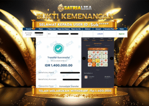 BUKTI KEMENANGAN MEMBER SATRIALIGA Rp 1.400.000