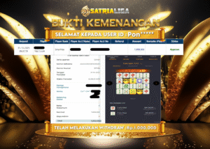 BUKTI KEMENANGAN MEMBER SATRIALIGA Rp 1.000.000
