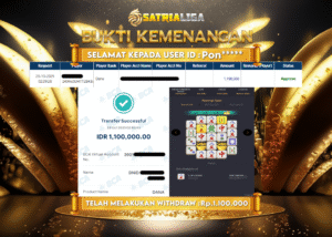 BUKTI KEMENANGAN MEMBER SATRIALIGA Rp 1.100.000