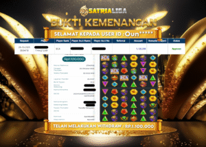 BUKTI KEMENANGAN MEMBER SATRIALIGA Rp 1.100.000