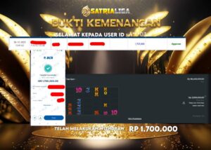 BUKTI KEMENANGAN MEMBER SATRIALIGA Rp 1.700.000