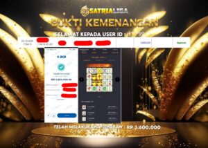 BUKTI KEMENANGAN MEMBER SATRIALIGA Rp 3.600.000