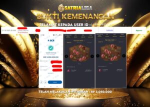 BUKTI KEMENANGAN MEMBER SATRIALIGA Rp 3.050.000