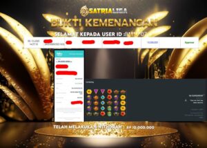 BUKTI KEMENANGAN MEMBER SATRIALIGA Rp 10.000.000
