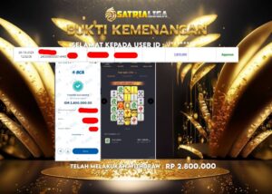 BUKTI KEMENANGAN MEMBER SATRIALIGA Rp 2.800.000