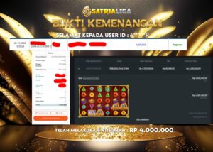 BUKTI KEMENANGAN MEMBER SATRIALIGA Rp 4000.000