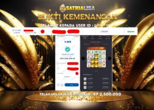 BUKTI KEMENANGAN MEMBER SATRIALIGA Rp 2.500.000