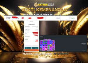 BUKTI KEMENANGAN MEMBER SATRIALIGA Rp 2.032.000