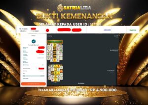 BUKTI KEMENANGAN MEMBER SATRIALIGA Rp 4.900.000
