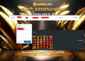 BUKTI KEMENANGAN MEMBER SATRIALIGA Rp 3.500.000