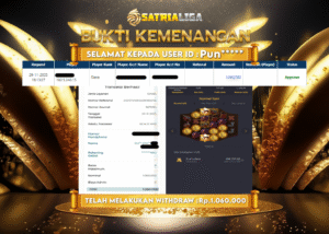 BUKTI KEMENANGAN MEMBER SATRIALIGA Rp 5.358.000
