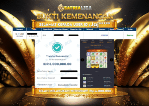 BUKTI KEMENANGAN MEMBER SATRIALIGA Rp 6.000.000