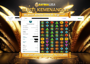 BUKTI KEMENANGAN MEMBER SATRIALIGA Rp 1.144.000