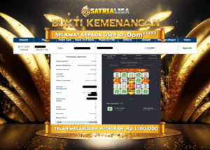BUKTI KEMENANGAN MEMBER SATRIALIGA Rp 1.100.000