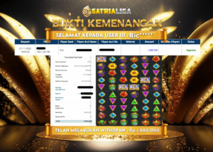 BUKTI KEMENANGAN MEMBER SATRIALIGA Rp 1.800.000