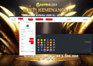 BUKTI KEMENANGAN MEMBER SATRIALIGA Rp 5.300.000