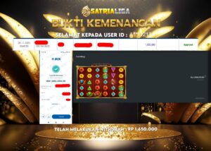 BUKTI KEMENANGAN MEMBER SATRIALIGA Rp. 1.650.000