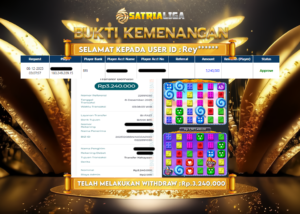 BUKTI KEMENANGAN MEMBER SATRIALIGA Rp 3.240.000