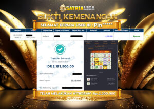 BUKTI KEMENANGAN MEMBER SATRIALIGA Rp 2.200.000