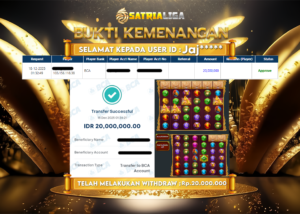 BUKTI KEMENANGAN MEMBER SATRIALIGA Rp 20.000.000